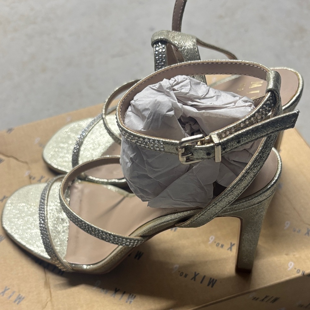 Mix No. 6 Metallic Gold Strappy High Heel Sandals